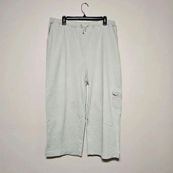 Keren Hart Capri Pants Women's Size XL Elastic Waist Drawstring Pockets Green - Picture 1 of 7